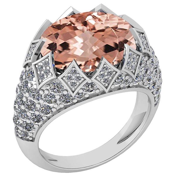 Certified 7.81 Ctw Morganite And Diamond VS/SI1 Unique