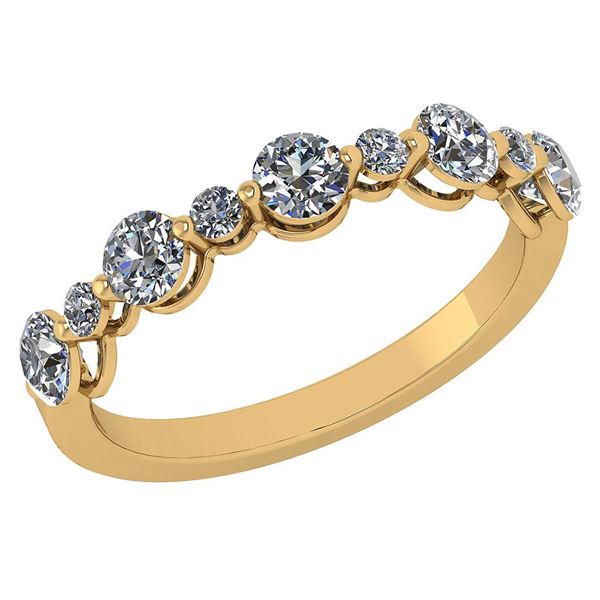 Certified 0.87 Ctw Diamond 18K Yellow Gold Halo Band
