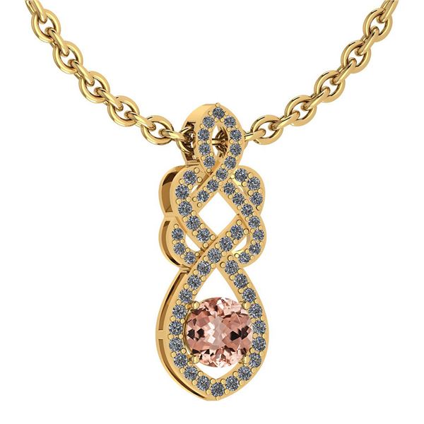 Certified 1.26 Ctw Morganite And Diamond VS/SI1 Necklac