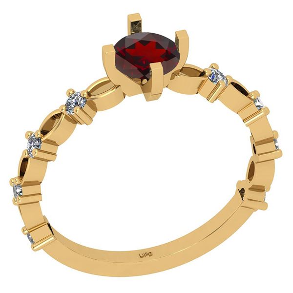 Certified 0.68 Ctw I2/I3 Garnet And Diamond 10K Yellow