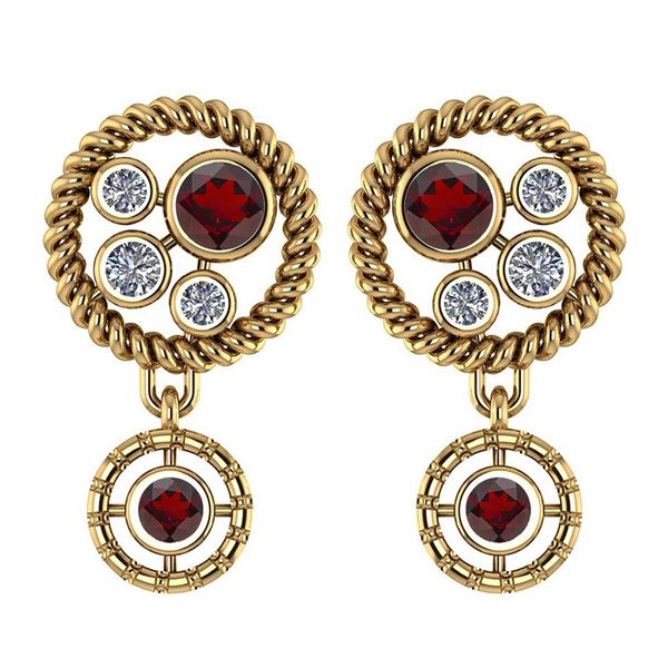 Certified 0.84 Ctw Garnet And Diamond Wedding/Engagemen