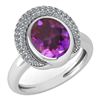 Image 1 : Certified 2.82 Ctw Amethyst And Diamond VS/SI1 Halo Rin