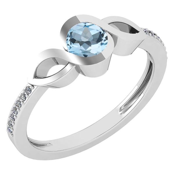 Certified 0.52 Ctw Aquamarine And Diamond 14k White Gol