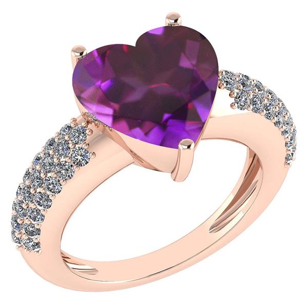 Certified 5.31 Ctw Amethyst And Diamond VS/SI1 Ring 10K