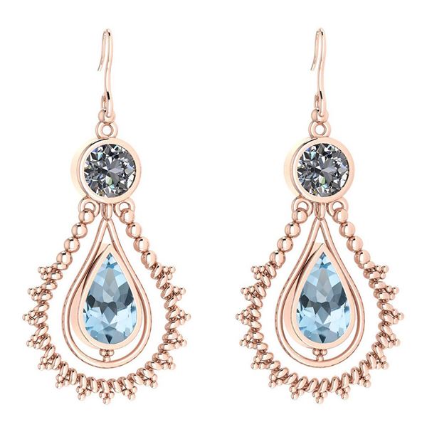 Certified 5.18 Ctw Blue Topaz And Diamond SI2/I1 Dangli