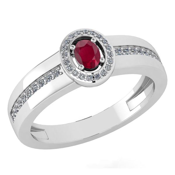 Certified 0.35 Ctw Ruby And Diamond 14K White Gold Prom