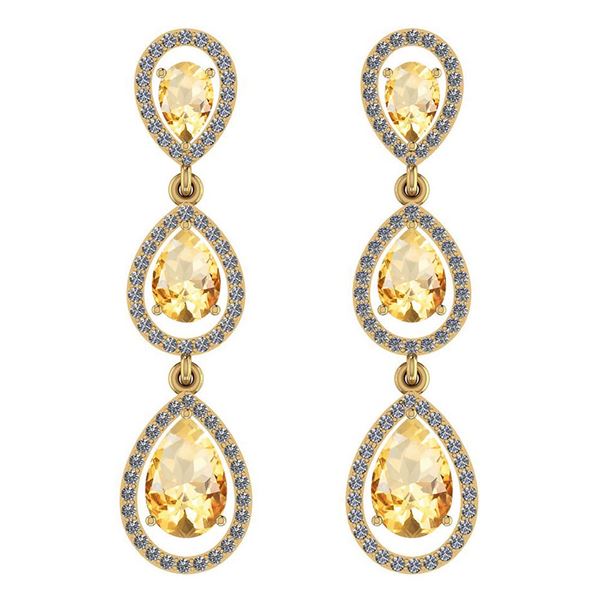 Certified 7.31 Ctw Citrine And Diamond VS/SI1 Dangling