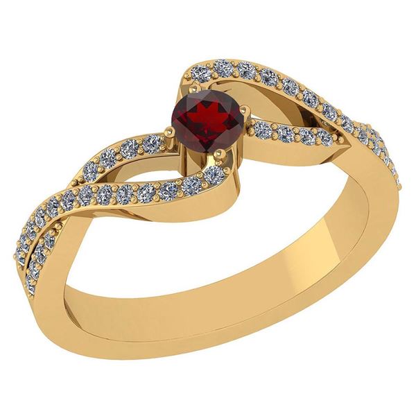 Certified 0.61 Ctw Garnet And Diamond 18K Yellow Gold H