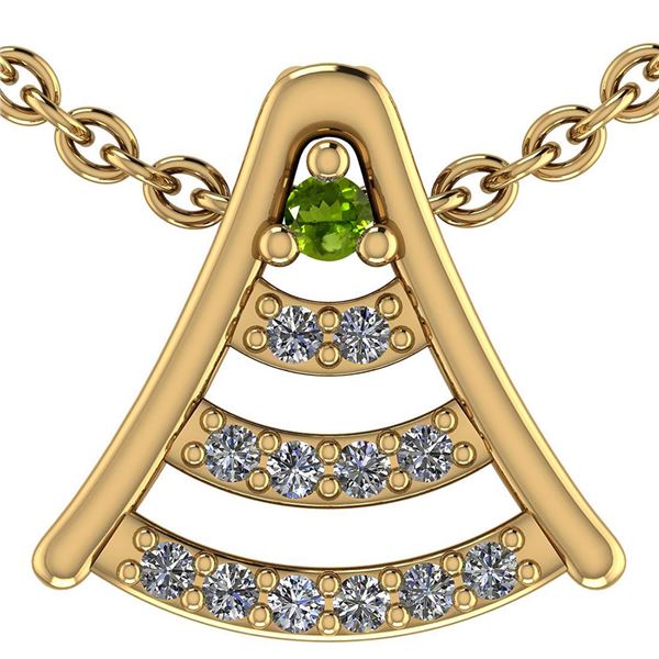 Certified 0.075 Ctw Peridot And Diamond 14k Yellow Gold