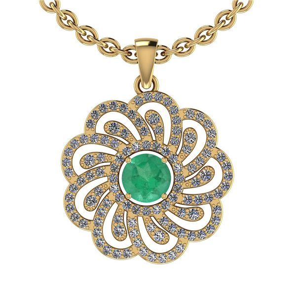 Certified 1.19 Ctw SI2/I1 Emerald And Diamond 14K Yello