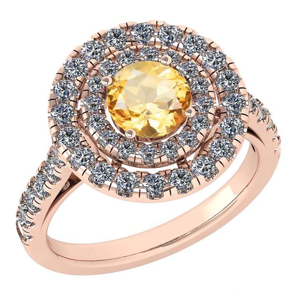 Certified 1.99 Ctw Citrine And Diamond Wedding/Engageme