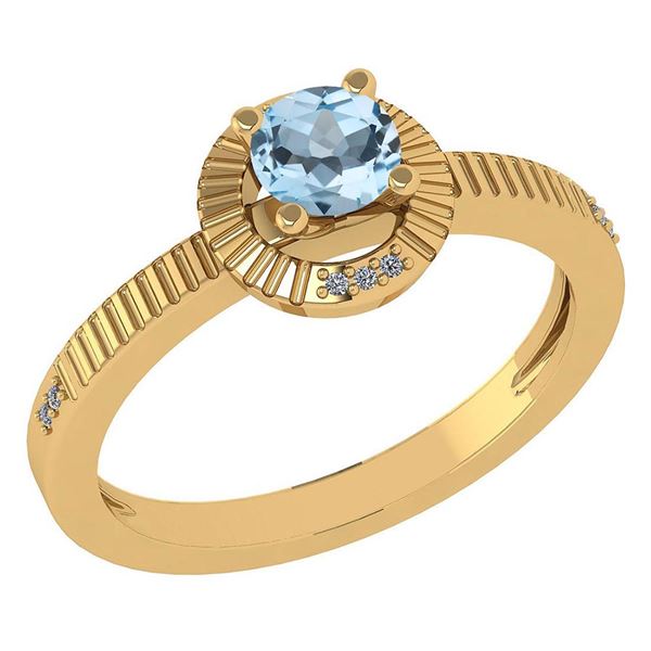 Certified 0.37 Ctw Aquamarine And Diamond 14k Yellow Go