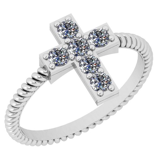 Certified 0.41 Ctw Diamond VS/SI1 Cross Band Ring 18K W