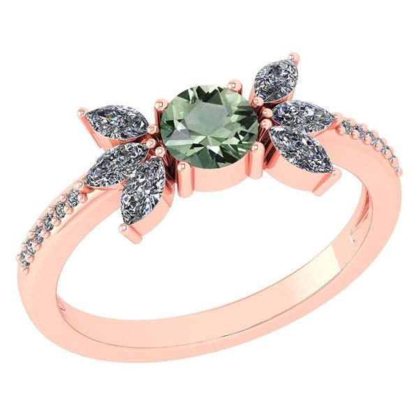 Certified 1.11 Ctw Peridot And Diamond 14k Rose Gold Ha