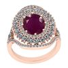 Image 1 : Certified 3.11 Ctw SI2/I1 Ruby And Diamond 14K Rose Gol