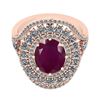 Image 2 : Certified 3.11 Ctw SI2/I1 Ruby And Diamond 14K Rose Gol