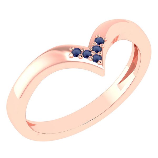 Certified 0.03Ctw Blue Sapphire And Diamond 14k Rose Go