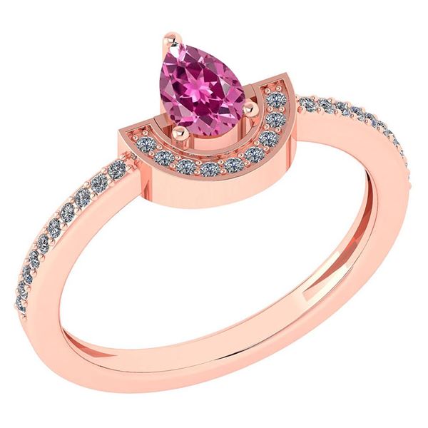 Certified 0.64 Ctw Pink Tourmaline And Diamond 14k Rose