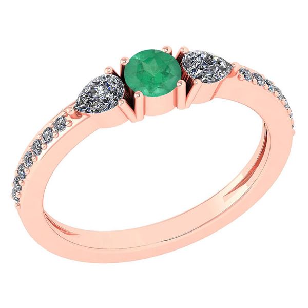 Certified 0.78 Ctw Emerald And Diamond 14k Rose Gold Ha