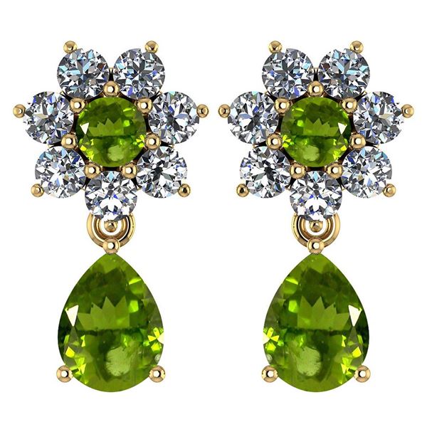 Certified 4.86 Ctw Peridot And Diamond 18K Rose Gold Ha