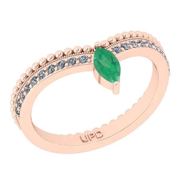Certified 0.45 Ctw SI2/I1 Emerald And Diamond 14K Rose