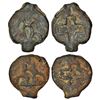 Ancient India: Early uninscribed cast copper coin (2), Deccan series, Piper 527, 9.23g and 10.64g.