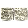 Mughals: Akbar (1556-1605 AD), silver square rupee, Urdu Zafar Qarin mint, no date, KM 82.9, 11.24g.