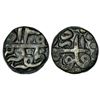 Mughals: Akbar (1556-1605 AD), copper ½ dam, Urdu Zafar Qarin mint, Ilahi 39, KM 23.22, 9.88g.