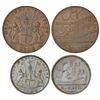 East India Company: Madras - Soho mint (2), copper 20 cash and 10 cash, AD 1808, 9.49g & 4.78g.