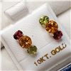 Image 2 : 10K YELLOW GOLD EMERALD,RUBY,CITRINE  EARRINGS