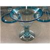 Image 2 : 4 LARGE BLUE MEXICAN GLASS MARGARITA GLASSES 12 OZ