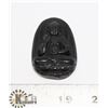 Image 1 : #199-BLACK OBSIDIAN BUDDHIST PENDANT