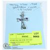 Image 1 : STERLING SILVER .925 GEMSTONE CROSS PENDANT 1.5 IN