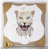 Image 1 : NEW CHEETAH PAINTED BURLAP ART PIECE