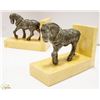 Image 2 : 1950'S CAST IRON HORSES MARBEL BASE BOOKENDS