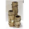 Image 1 : WOOD TIED WITH BARBED WIRE CANDLE HOLDER STAND