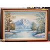 FRAMED OIL ON CANVAS SIGNED VARGA,WINTER MOUNTAIN