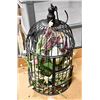 Image 1 : HANGING BIRDCAGE WITH BIRD, FLORAL ACCESSORIES