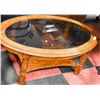 Image 1 : ESTATE OVAL WOOD W/ GLASS INSERT COFFEE TABLE W/