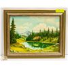 Image 1 : UNTITLED "MIRROR LAKE" 1974 OIL ON BOARD SIGNED