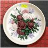 MID CENTURY ROUND FLORAL WALL PLAQUE 14" WIDE