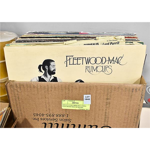 BOX OF LP RECORDS INCLUDING: FLEETWOOD MAC RUMOURS