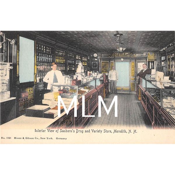 Interior Sanborn's Drug & Variety Store Meredith, New Hampshire Postcard