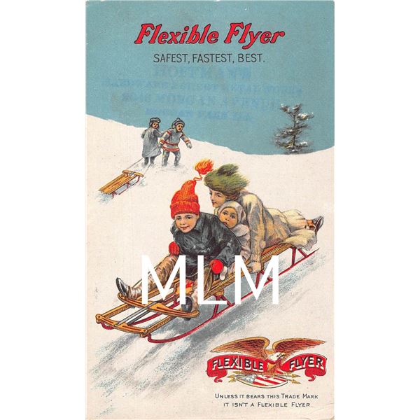 Flexible Flyer Safest, Fastest, Best Children Sleigh Riding Advertising Postcard