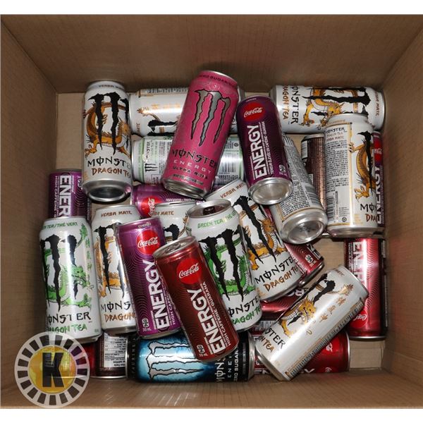 BOX OF ASSORTED ENERGY DRINKS