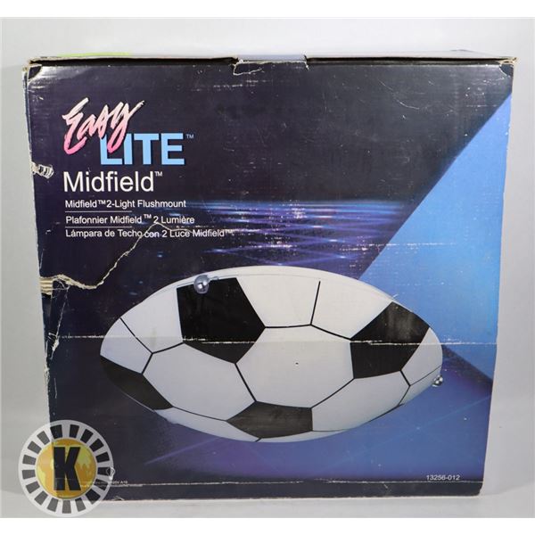 NEW  2 LIGHT FLUSH MOUNT SOCCER BALL CEILING LIGHT