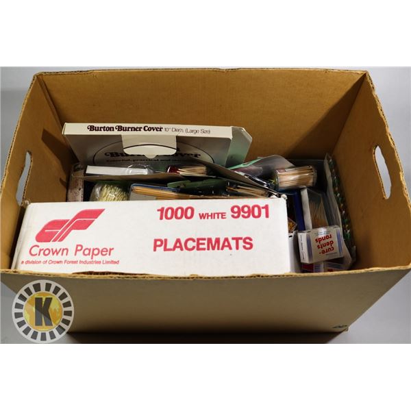LARGE BOX OF CRAFTS AND SEWING SUPPLIES