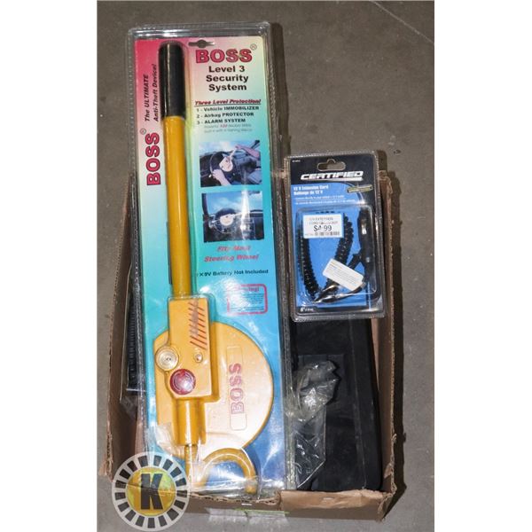 PAIR OF CAR STOPS/CURBS & BOSS STEERING WHEEL LOCK