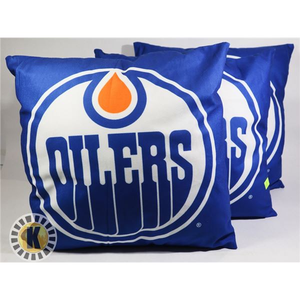 LOT OF THREE ONE OF A KIND OILERS PILLOWS