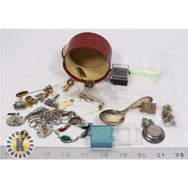 BAG OF ASSORTED VINTAGE FASHION JEWELRY AND MORE